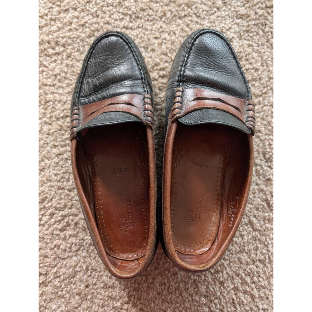 Allen Edmonds Holton men's leather slip-on penny loafers in a two-tone